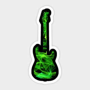 Green Flame Guitar Silhouette on Black Sticker